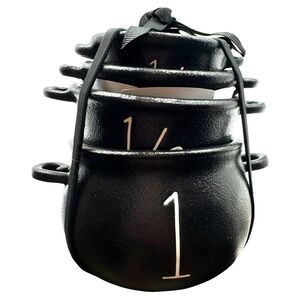 Rae Dunn Black Cauldron Measuring Cups 4-Piece Set Halloween Decor Goth Witchy